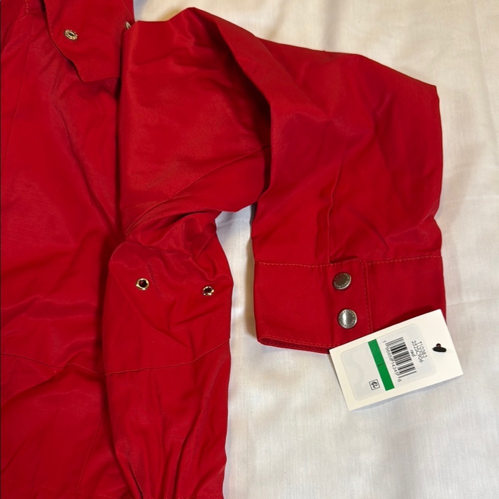 Cole Haan Red Rain Jacket Hip-Length with Removable Hood - Picture 11 of 14